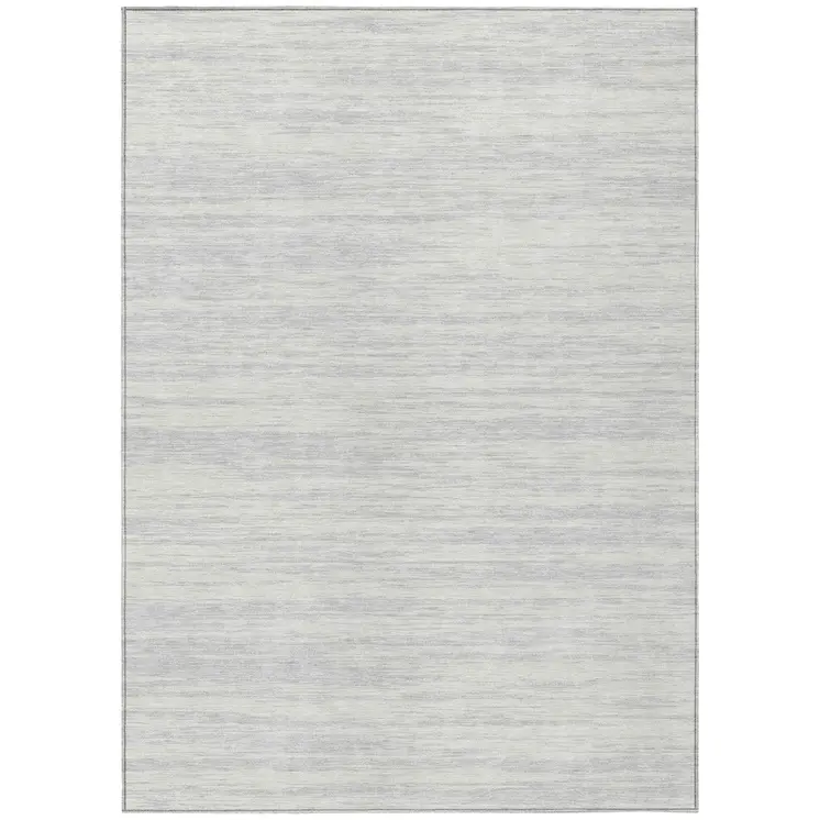 3' X 5' Silver And Ivory Abstract Washable Indoor Outdoor Area Rug
