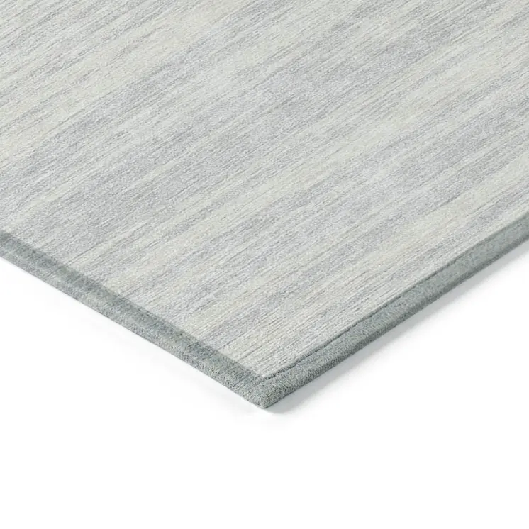 3' X 5' Silver And Ivory Abstract Washable Indoor Outdoor Area Rug