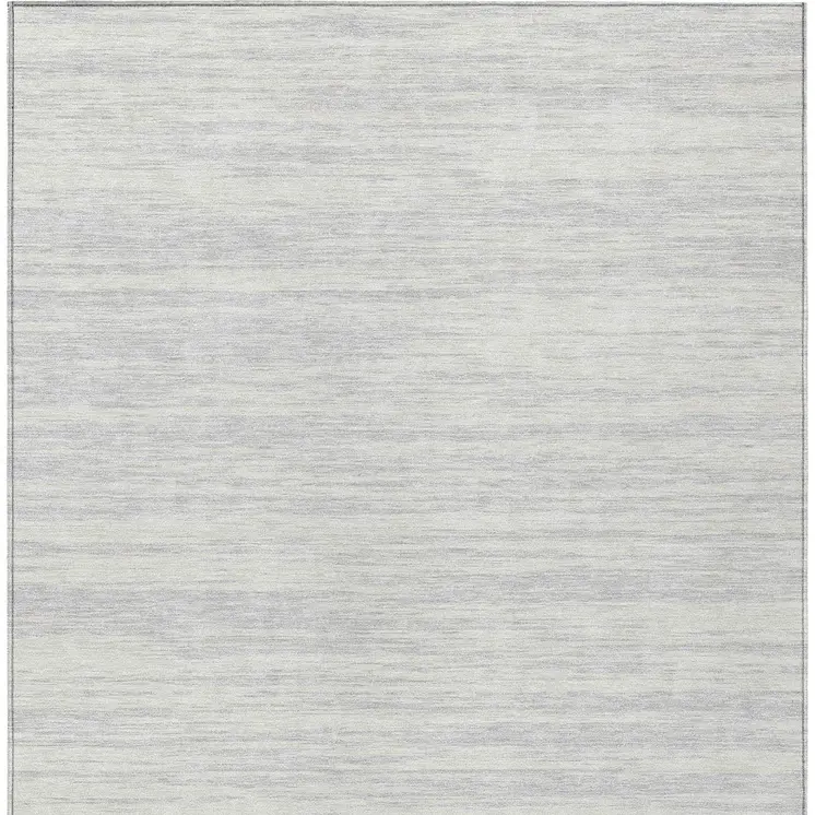 8' X 10' Silver And Ivory Abstract Washable Indoor Outdoor Area Rug