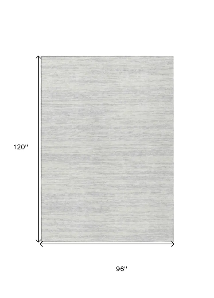 8' X 10' Silver And Ivory Abstract Washable Indoor Outdoor Area Rug