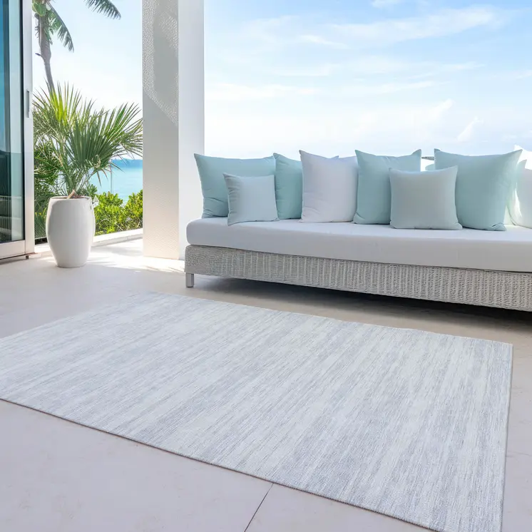 8' X 10' Silver And Ivory Abstract Washable Indoor Outdoor Area Rug
