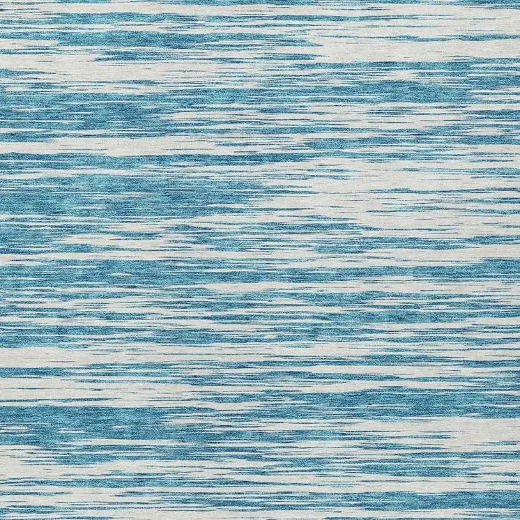 8' X 10' Teal Blue And Ivory Abstract Washable Indoor Outdoor Area Rug