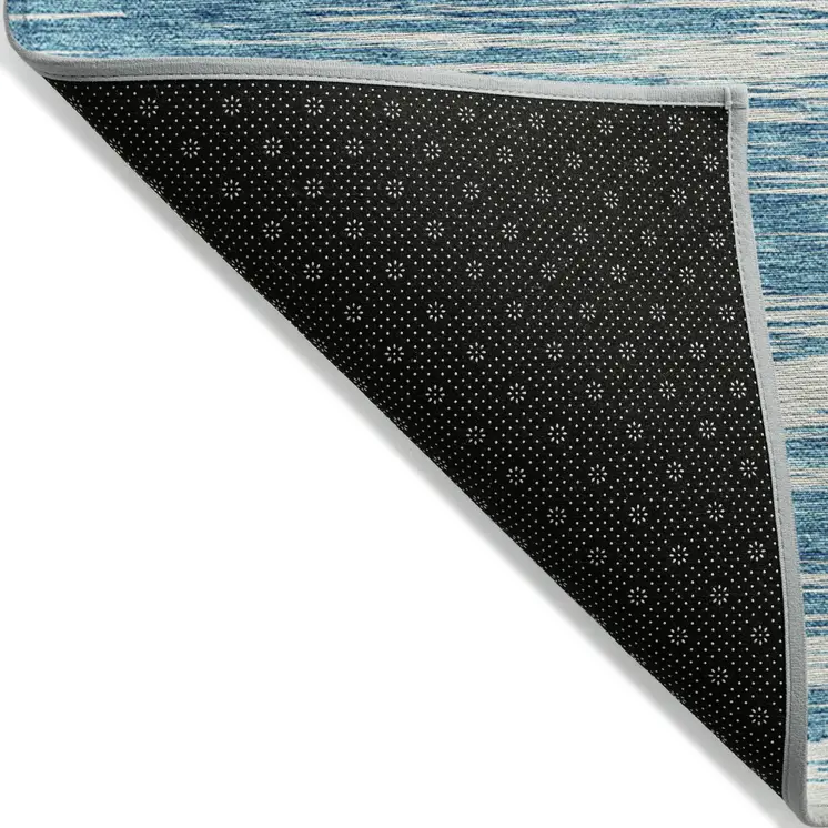 10' X 14' Teal Blue And Ivory Abstract Washable Indoor Outdoor Area Rug