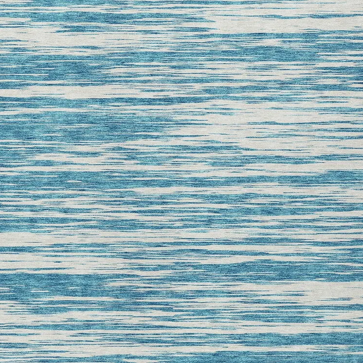 10' X 14' Teal Blue And Ivory Abstract Washable Indoor Outdoor Area Rug