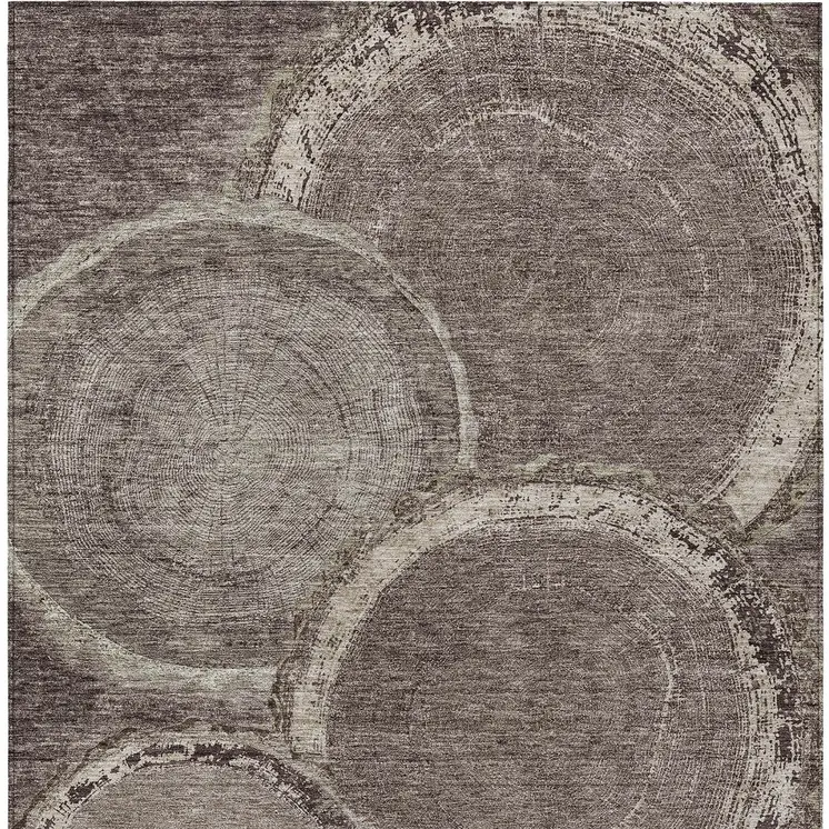9' X 12' Chocolate And Beige Faux Bois Washable Indoor Outdoor Area Rug
