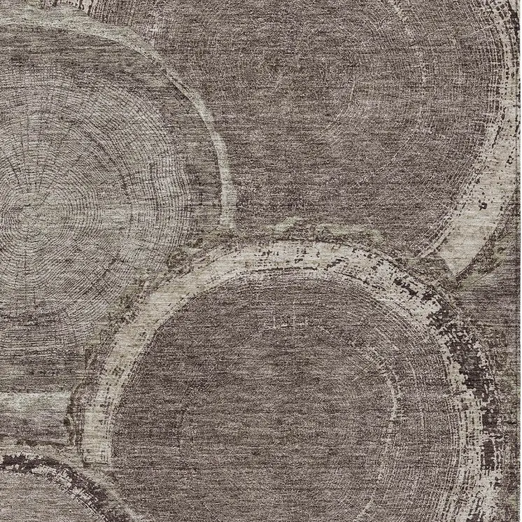9' X 12' Chocolate And Beige Faux Bois Washable Indoor Outdoor Area Rug