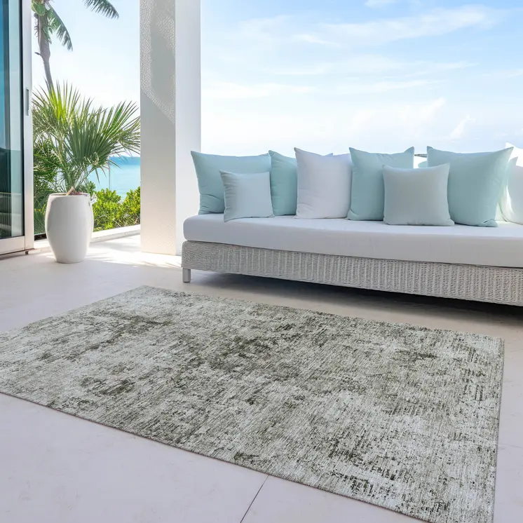 9' X 12' Beige And Taupe Abstract Washable Indoor Outdoor Area Rug