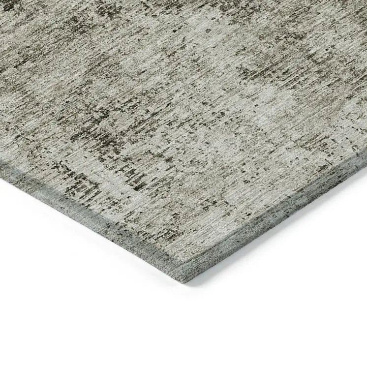 9' X 12' Beige And Taupe Abstract Washable Indoor Outdoor Area Rug