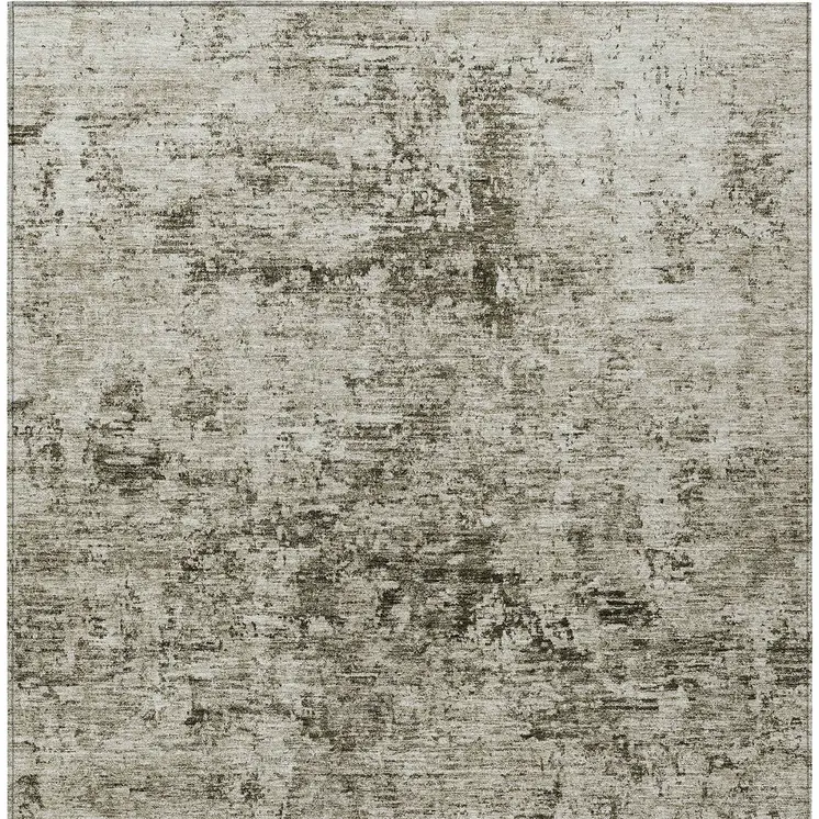 9' X 12' Beige And Taupe Abstract Washable Indoor Outdoor Area Rug