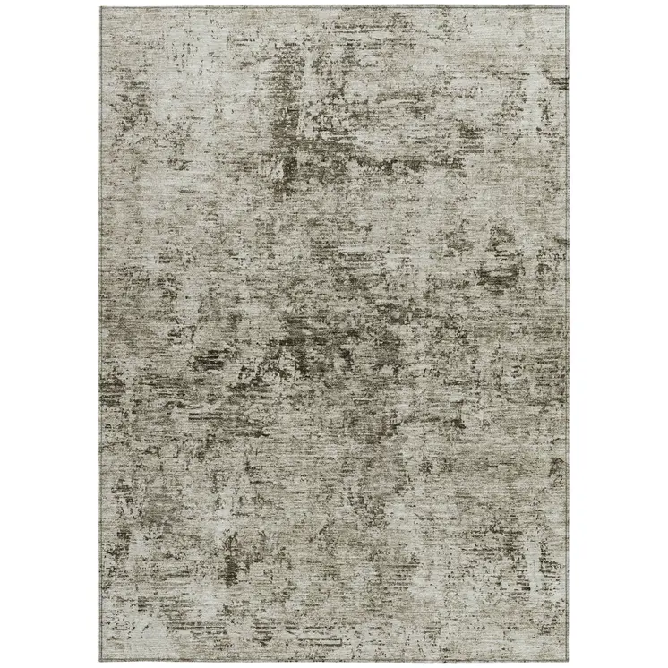 10' X 14' Beige And Taupe Abstract Washable Indoor Outdoor Area Rug