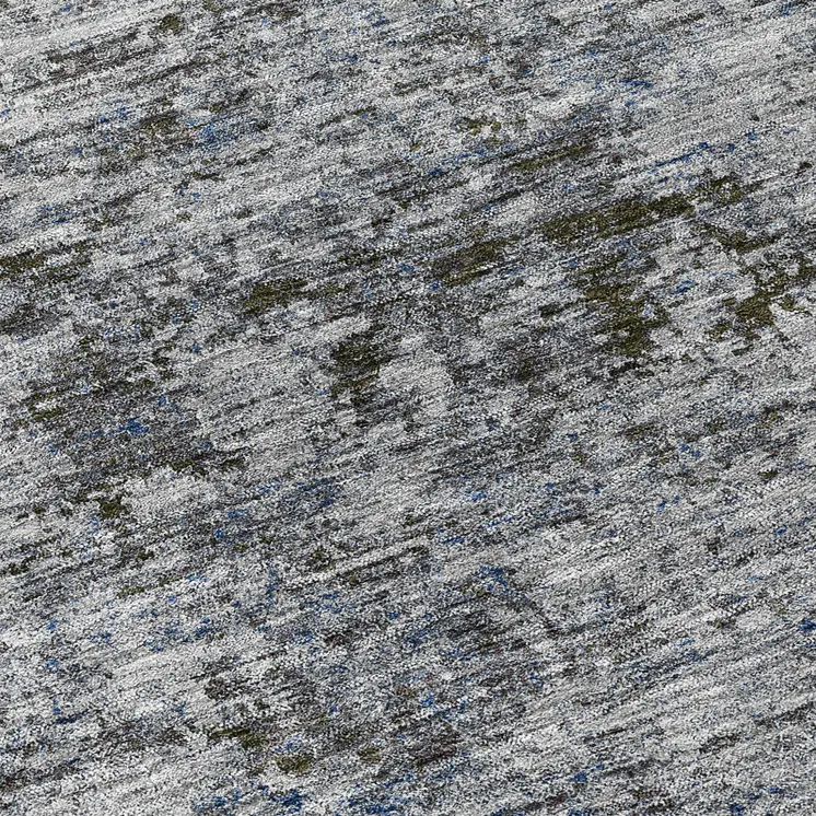8' Gray And Silver Round Abstract Washable Indoor Outdoor Area Rug