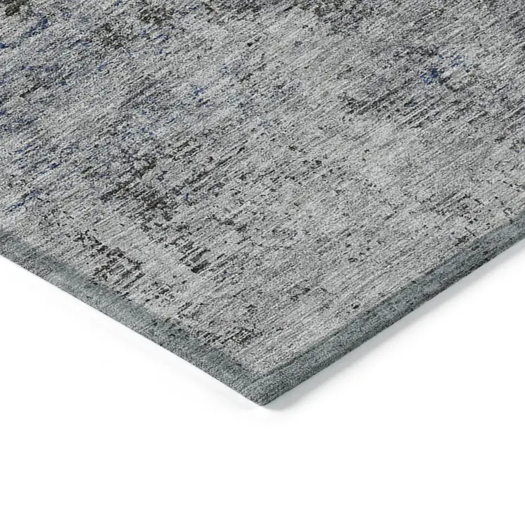 8' X 10' Gray And Silver Abstract Washable Indoor Outdoor Area Rug
