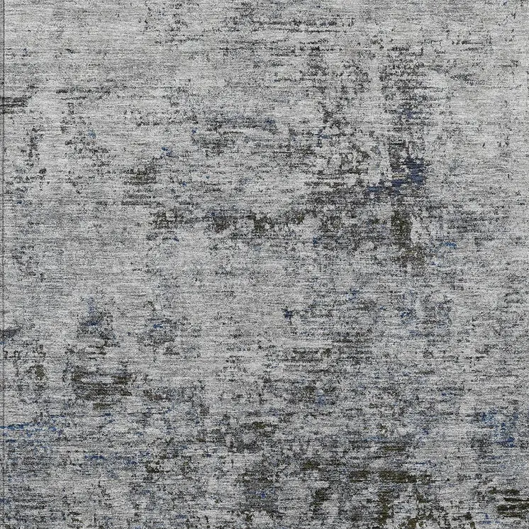 8' X 10' Gray And Silver Abstract Washable Indoor Outdoor Area Rug
