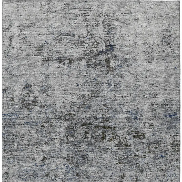 9' X 12' Gray And Silver Abstract Washable Indoor Outdoor Area Rug