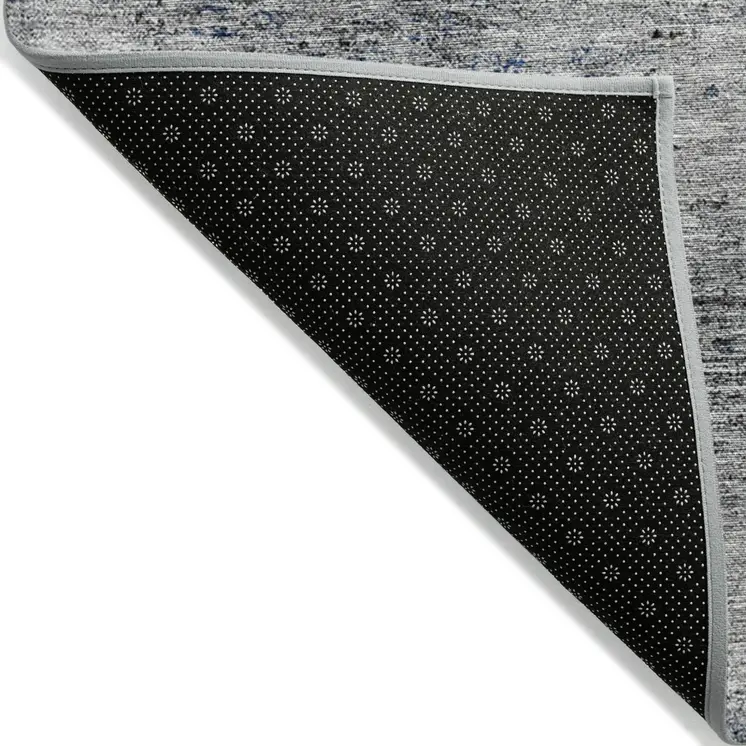9' X 12' Gray And Silver Abstract Washable Indoor Outdoor Area Rug