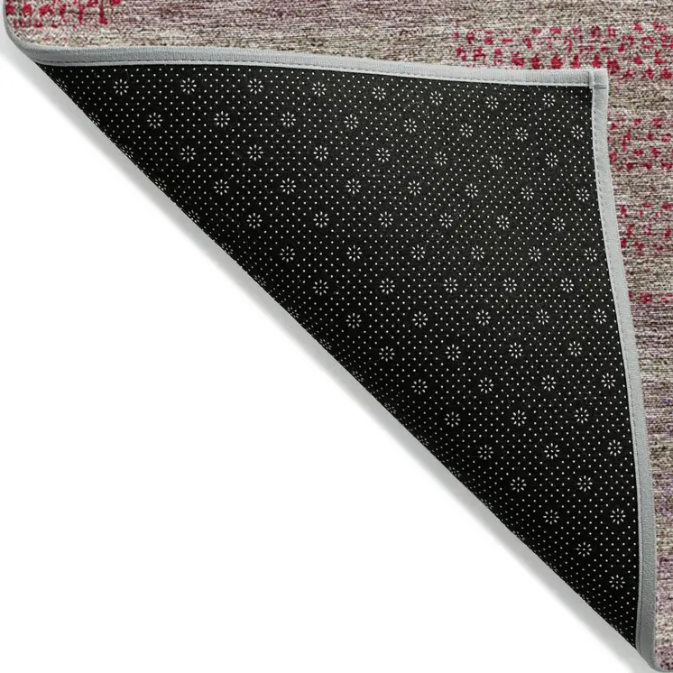 8' X 10' Burgundy Pink And Blush Striped Washable Indoor Outdoor Area Rug
