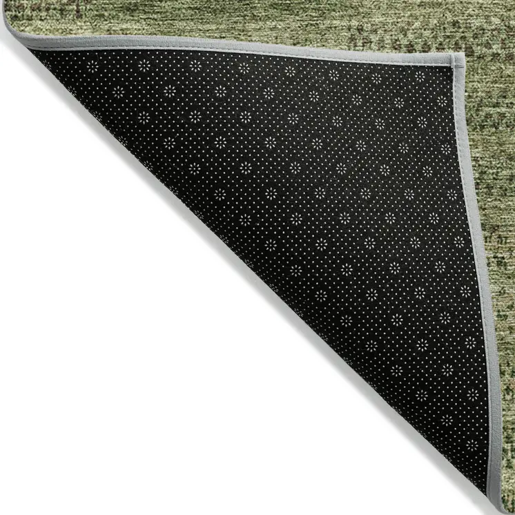 9' X 12' Brown Taupe And Green Striped Washable Indoor Outdoor Area Rug
