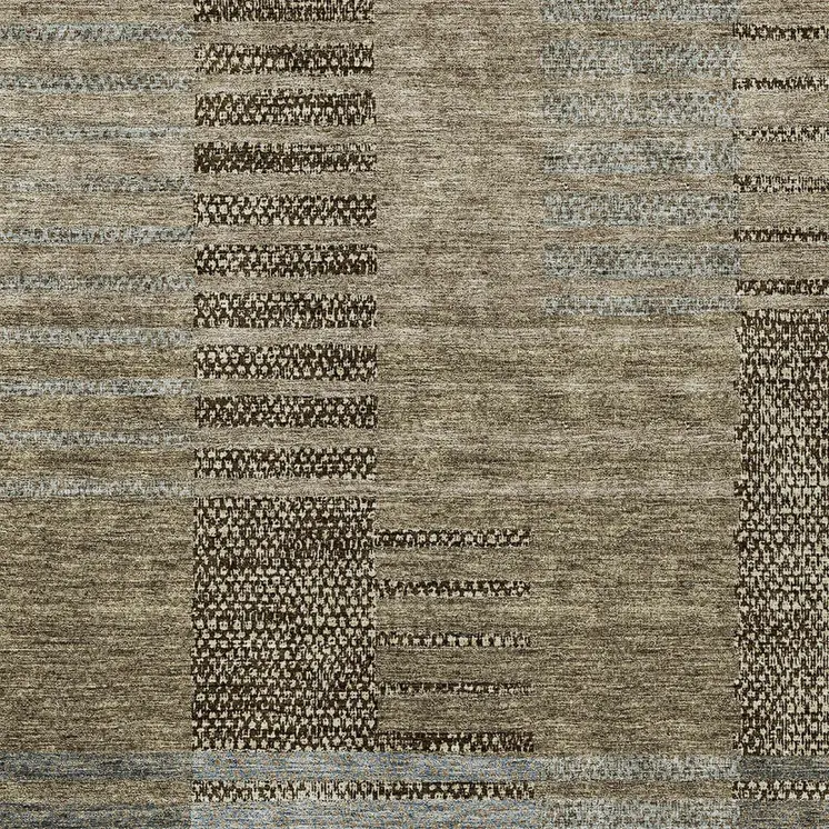 3' X 5' Taupe Brown And Gray Striped Washable Indoor Outdoor Area Rug