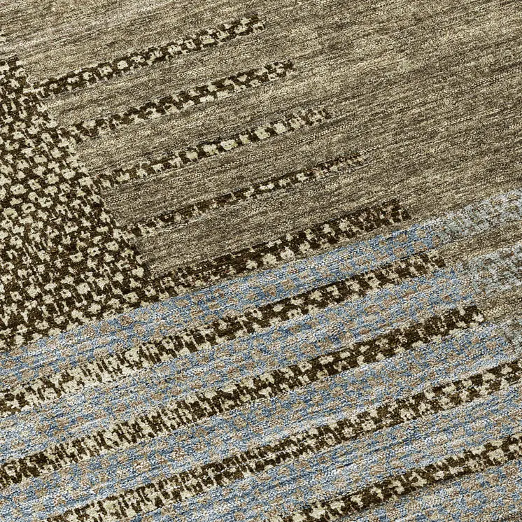8' Taupe Brown And Gray Round Striped Washable Indoor Outdoor Area Rug