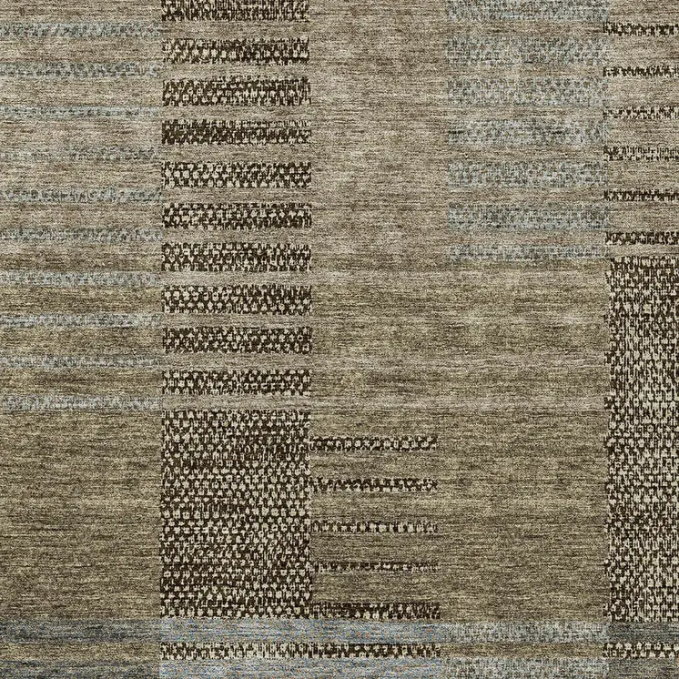 8' X 10' Taupe Brown And Gray Striped Washable Indoor Outdoor Area Rug