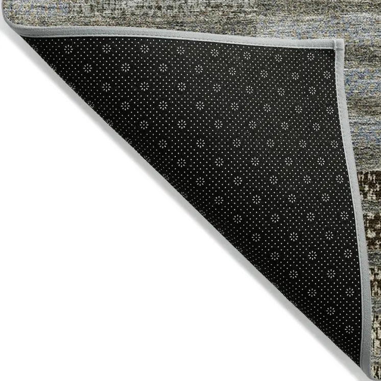 9' X 12' Taupe Brown And Gray Striped Washable Indoor Outdoor Area Rug