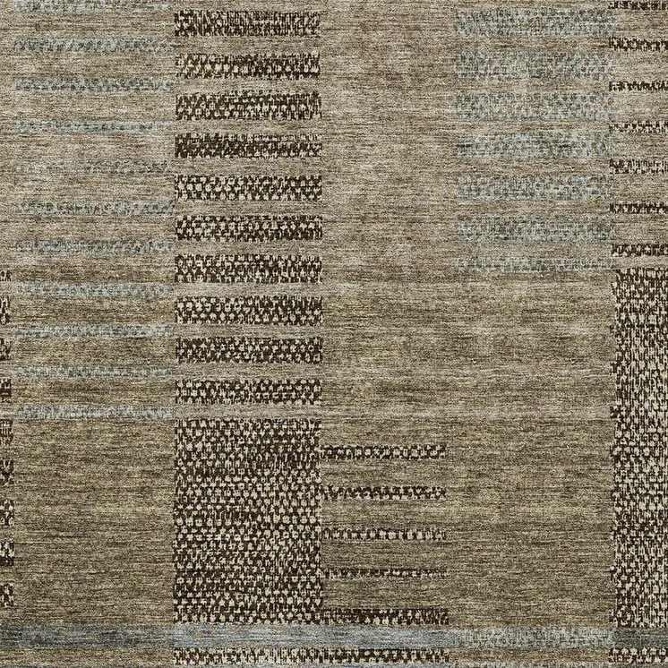 9' X 12' Taupe Brown And Gray Striped Washable Indoor Outdoor Area Rug