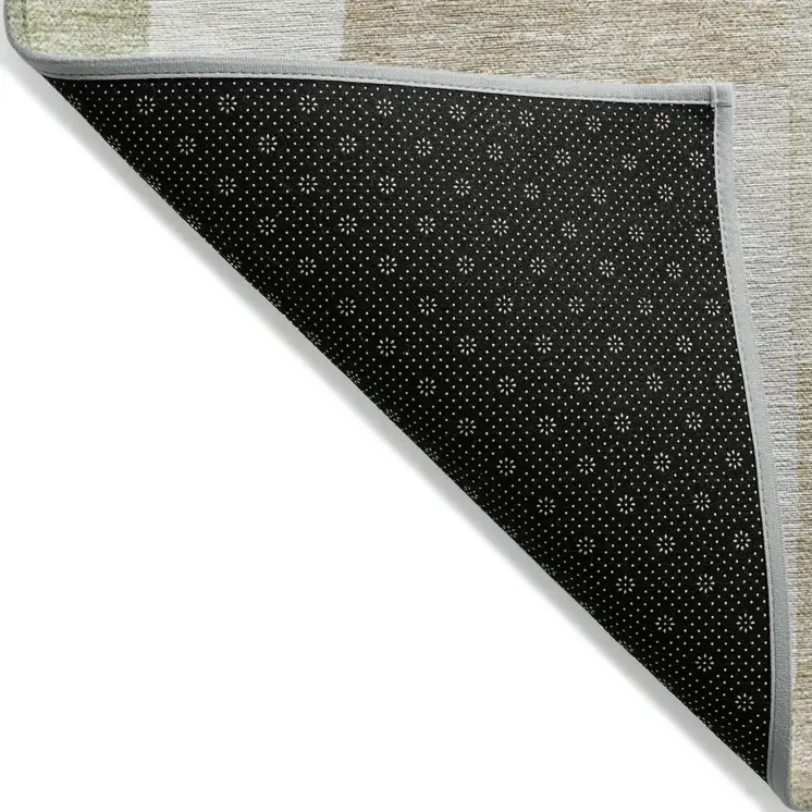 3' X 5' Beige Ivory And Sage Geometric Washable Indoor Outdoor Area Rug