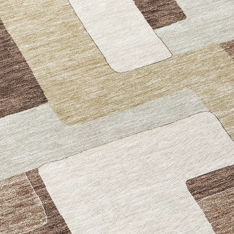 8' Brown Ivory And Taupe Round Geometric Washable Indoor Outdoor Area Rug