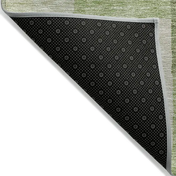 5' X 8' Green Sage And Beige Geometric Washable Indoor Outdoor Area Rug