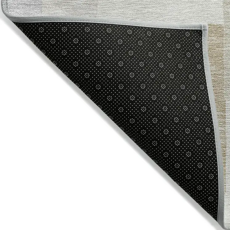 9' X 12' Ivory Beige And Gray Geometric Washable Indoor Outdoor Area Rug