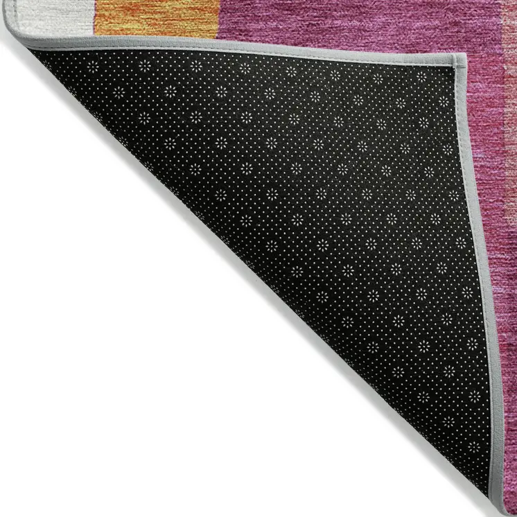 8' X 10' Pink Ivory And Orange Geometric Washable Indoor Outdoor Area Rug