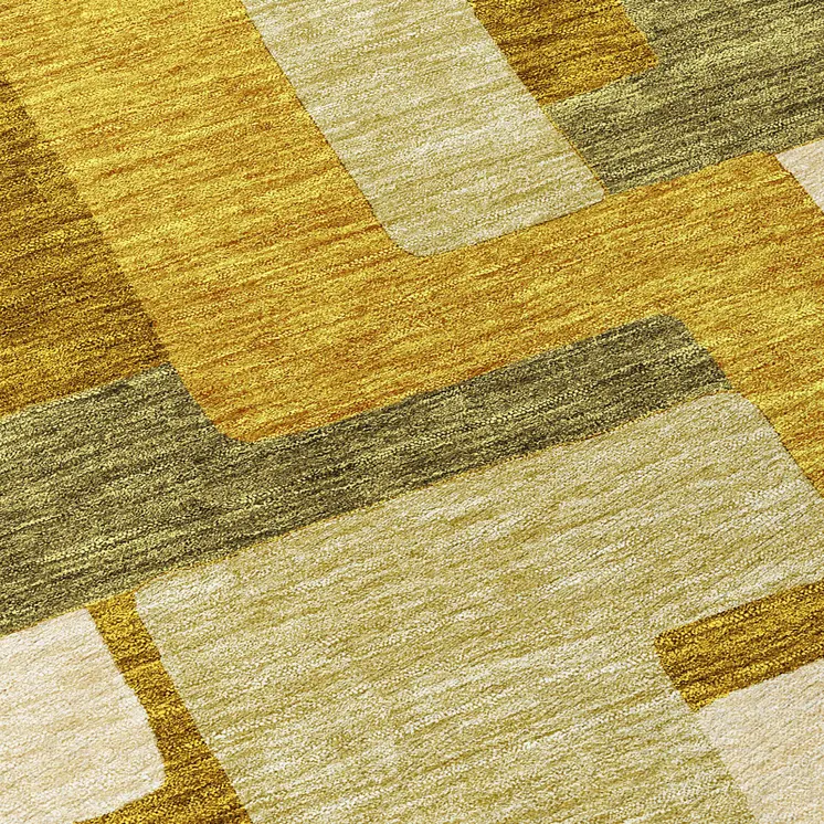 8' Wheat Ivory And Gold Round Geometric Washable Indoor Outdoor Area Rug