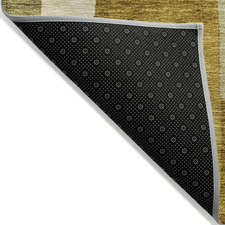 8' X 10' Wheat Ivory And Gold Geometric Washable Indoor Outdoor Area Rug