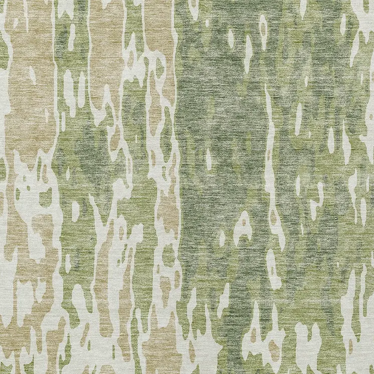 3' X 5' Sage And Ivory Abstract Washable Indoor Outdoor Area Rug