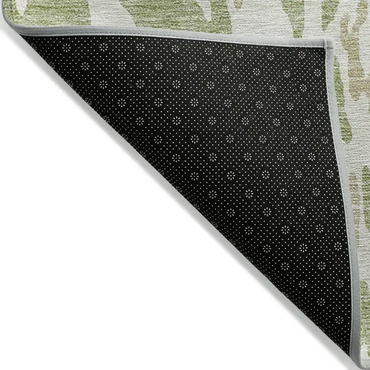 8' X 10' Sage And Ivory Abstract Washable Indoor Outdoor Area Rug