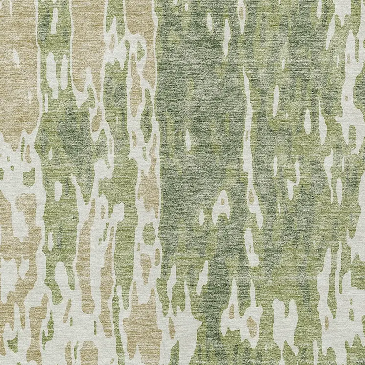 10' X 14' Sage And Ivory Abstract Washable Indoor Outdoor Area Rug