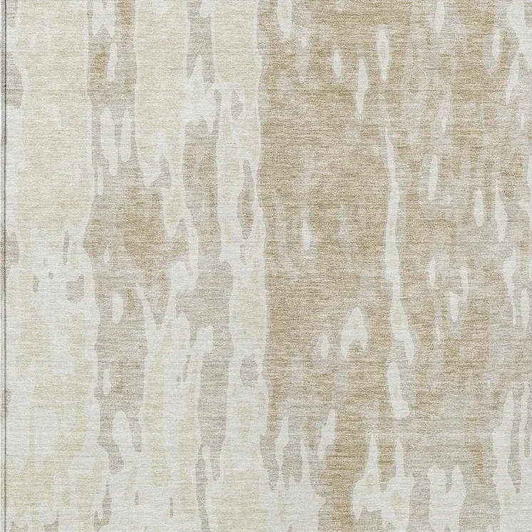 9' X 12' Beige And Ivory Abstract Washable Indoor Outdoor Area Rug