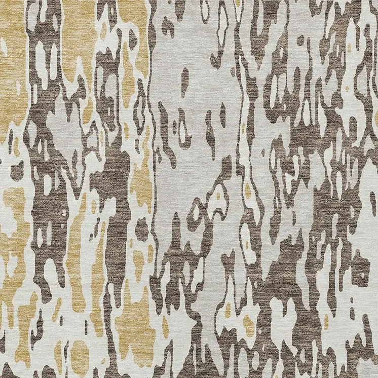 5' X 8' Brown And Ivory Abstract Washable Indoor Outdoor Area Rug