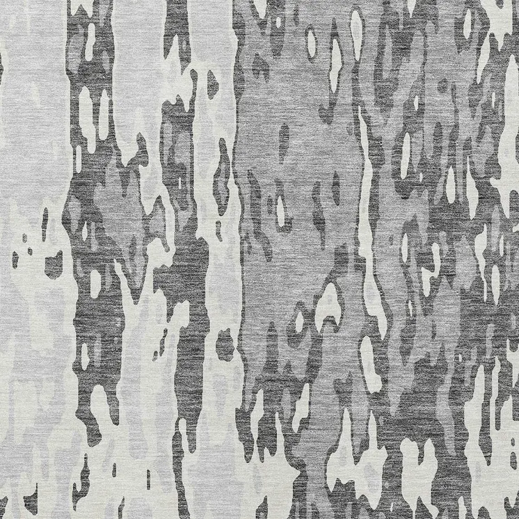 3' X 5' Gray And Ivory Abstract Washable Indoor Outdoor Area Rug