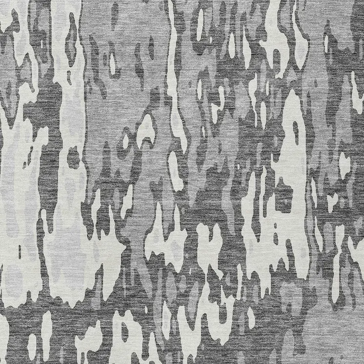 9' X 12' Gray And Ivory Abstract Washable Indoor Outdoor Area Rug