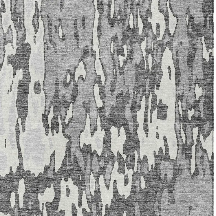 10' X 14' Gray And Ivory Abstract Washable Indoor Outdoor Area Rug
