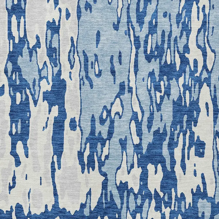 10' X 14' Navy Blue And Ivory Abstract Washable Indoor Outdoor Area Rug