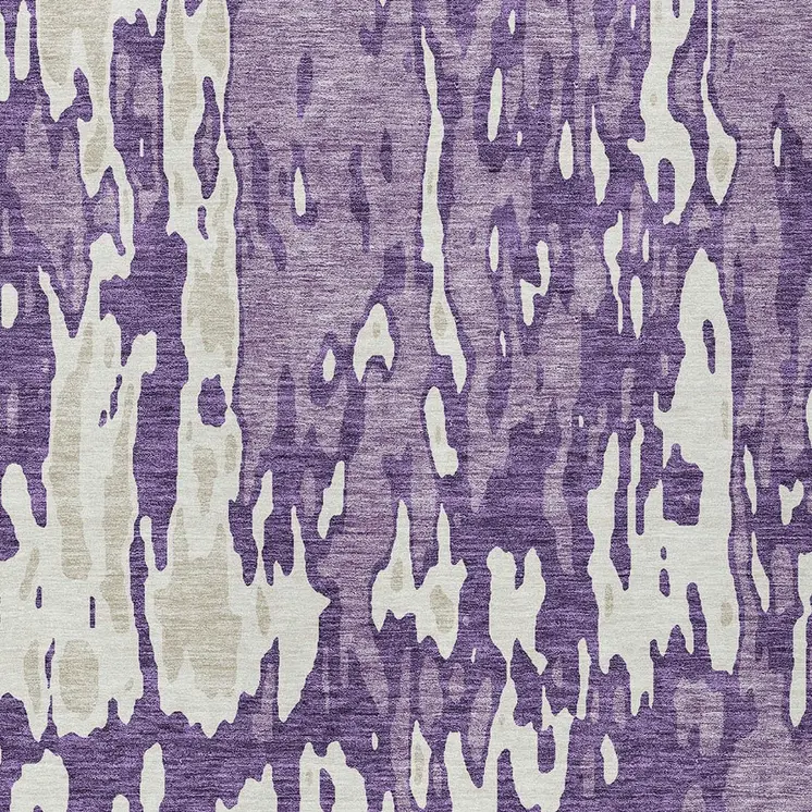 9' X 12' Purple And Ivory Abstract Washable Indoor Outdoor Area Rug