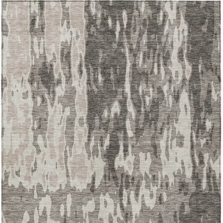 10' X 14' Taupe And Ivory Abstract Washable Indoor Outdoor Area Rug