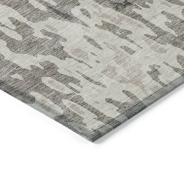 10' X 14' Taupe And Ivory Abstract Washable Indoor Outdoor Area Rug