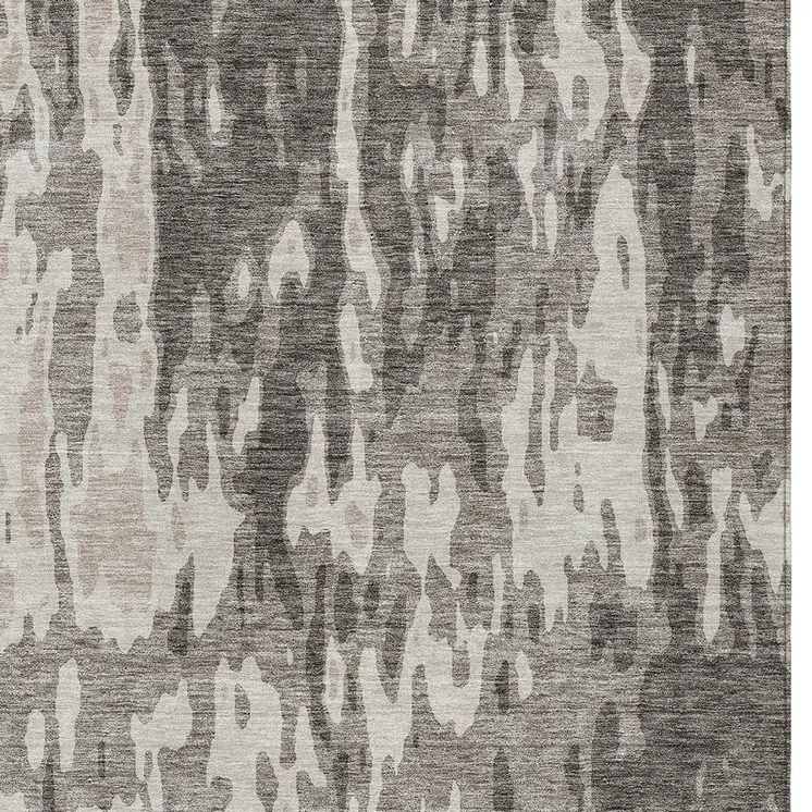 10' X 14' Taupe And Ivory Abstract Washable Indoor Outdoor Area Rug
