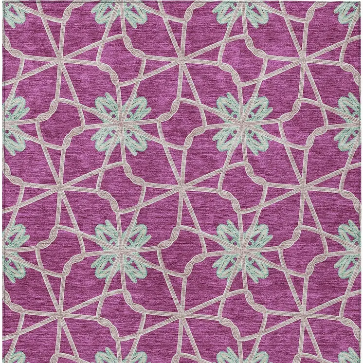 3' X 5' Blush And Aqua Geometric Washable Indoor Outdoor Area Rug