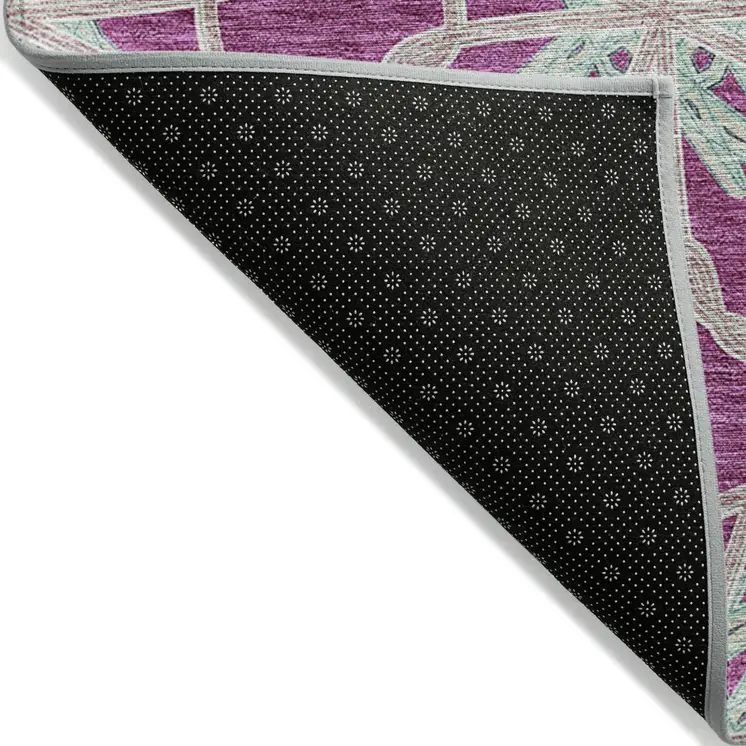 3' X 5' Blush And Aqua Geometric Washable Indoor Outdoor Area Rug