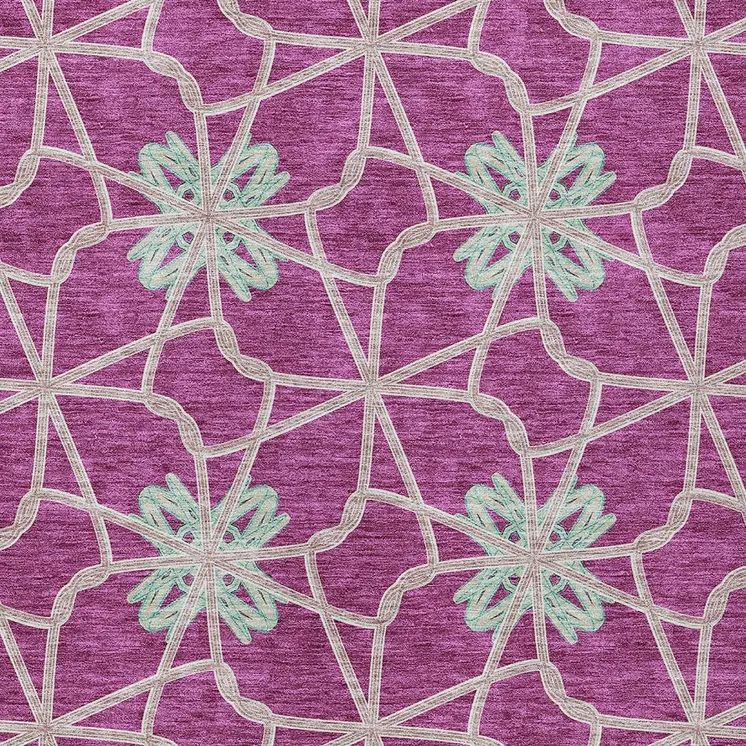 3' X 5' Blush And Aqua Geometric Washable Indoor Outdoor Area Rug