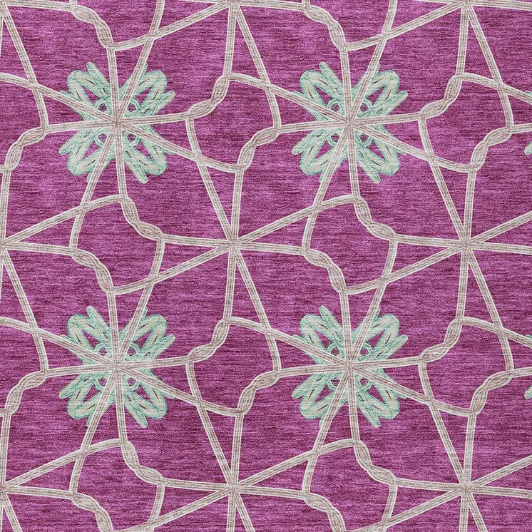 5' X 8' Blush And Aqua Geometric Washable Indoor Outdoor Area Rug
